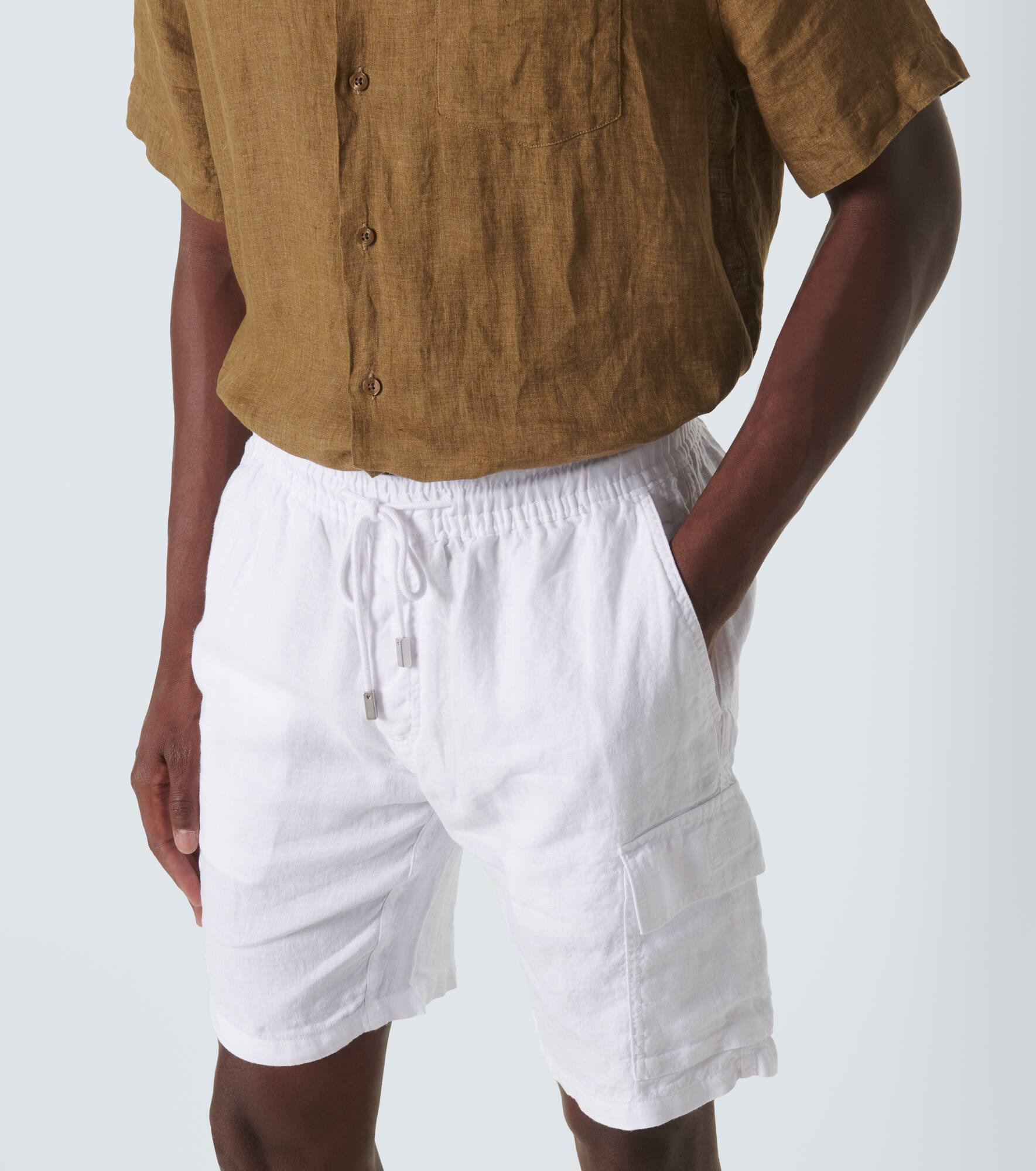 Baie mid-length linen shorts - 5