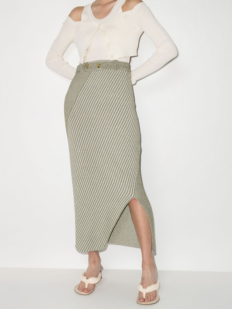 AERON asymmetric knitted striped skirt outlook