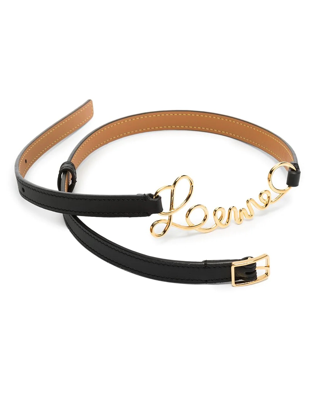 logo-lettering leather belt - 3