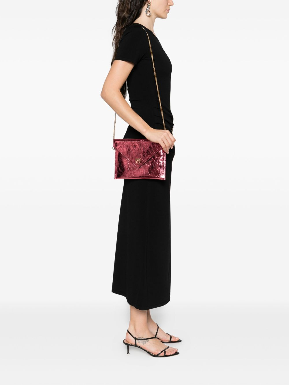 small metallic-leather flap clutch - 2