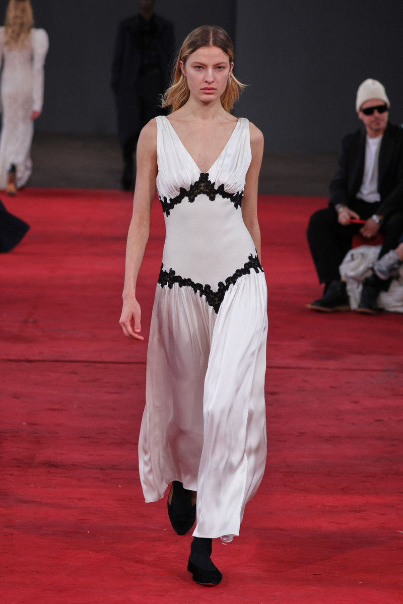 GABRIELA HEARST Highland Lace Dress in Ivory Silk Satin outlook