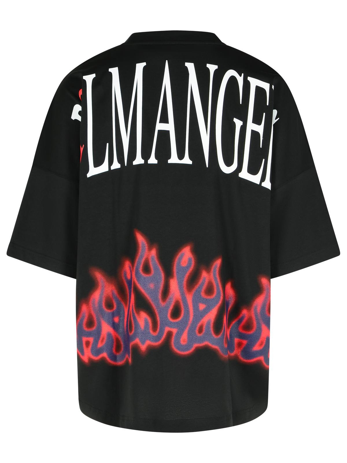 Palm Angels 'Flames' Black Cotton T-Shirt Men - 3