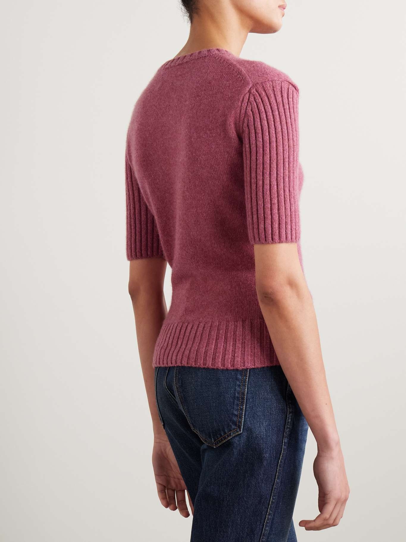 Mia ribbed cashmere sweater Pink - 3