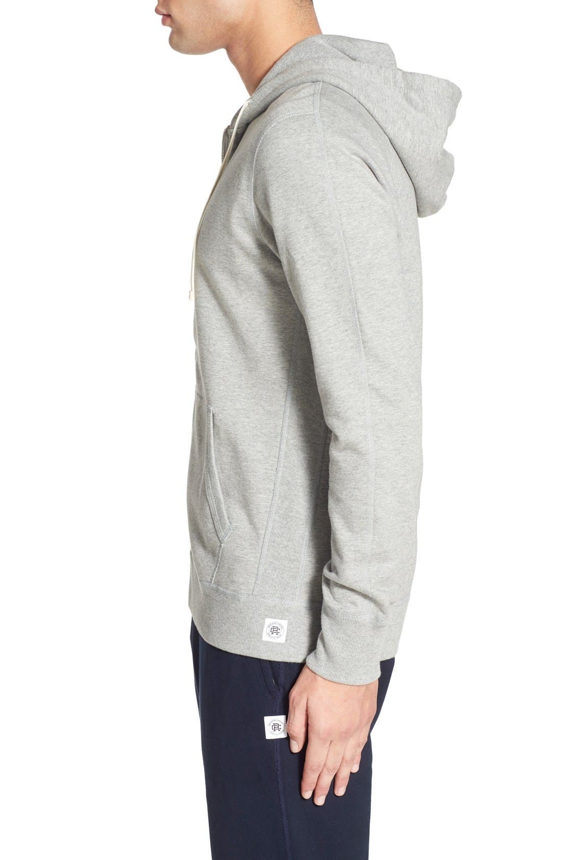 Reigning Champ Midweight Terry Slim Zip Hoodie in Heather Grey at Nordstrom - 6