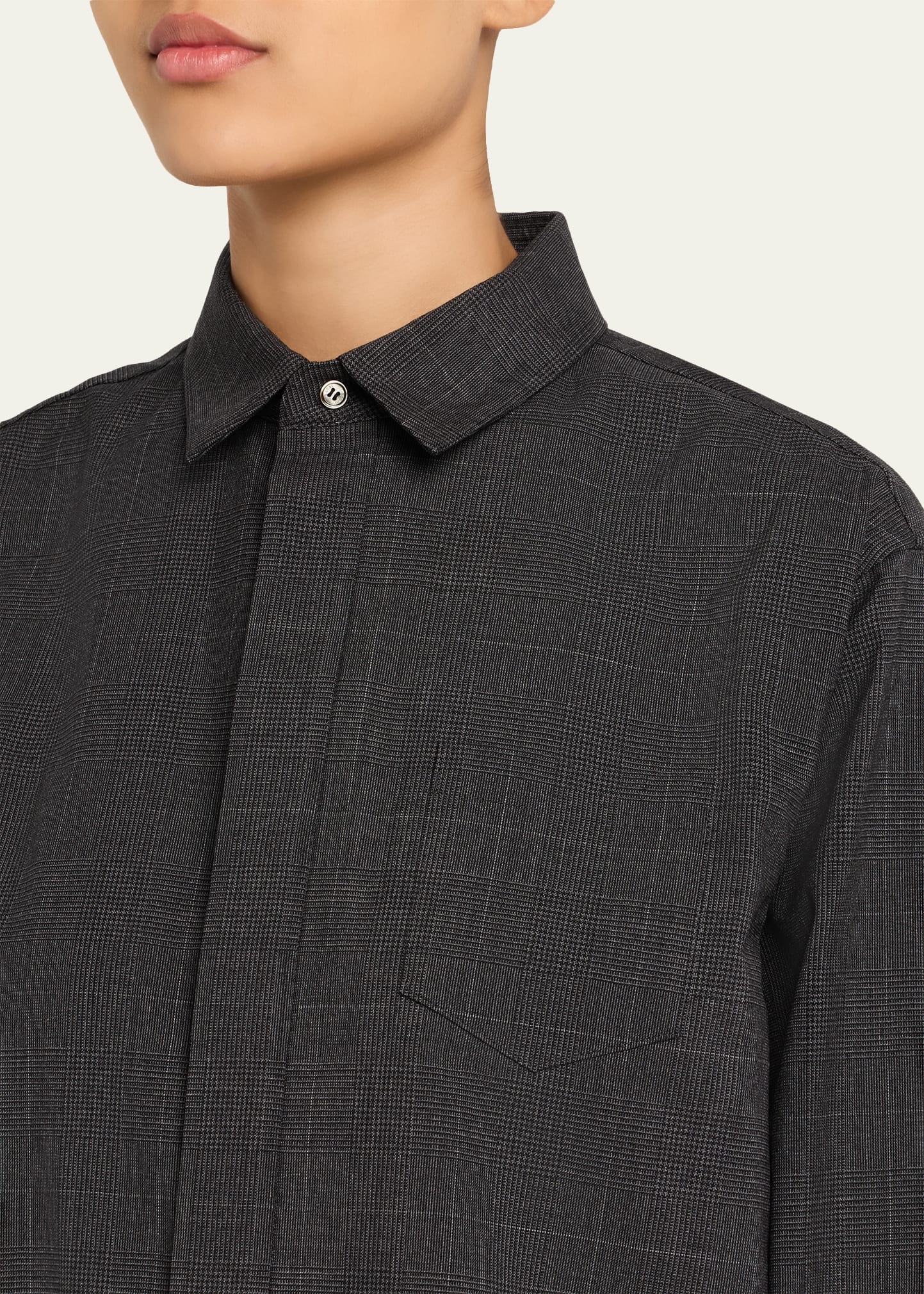 Glen Check Pleated Collared Shirt - 5