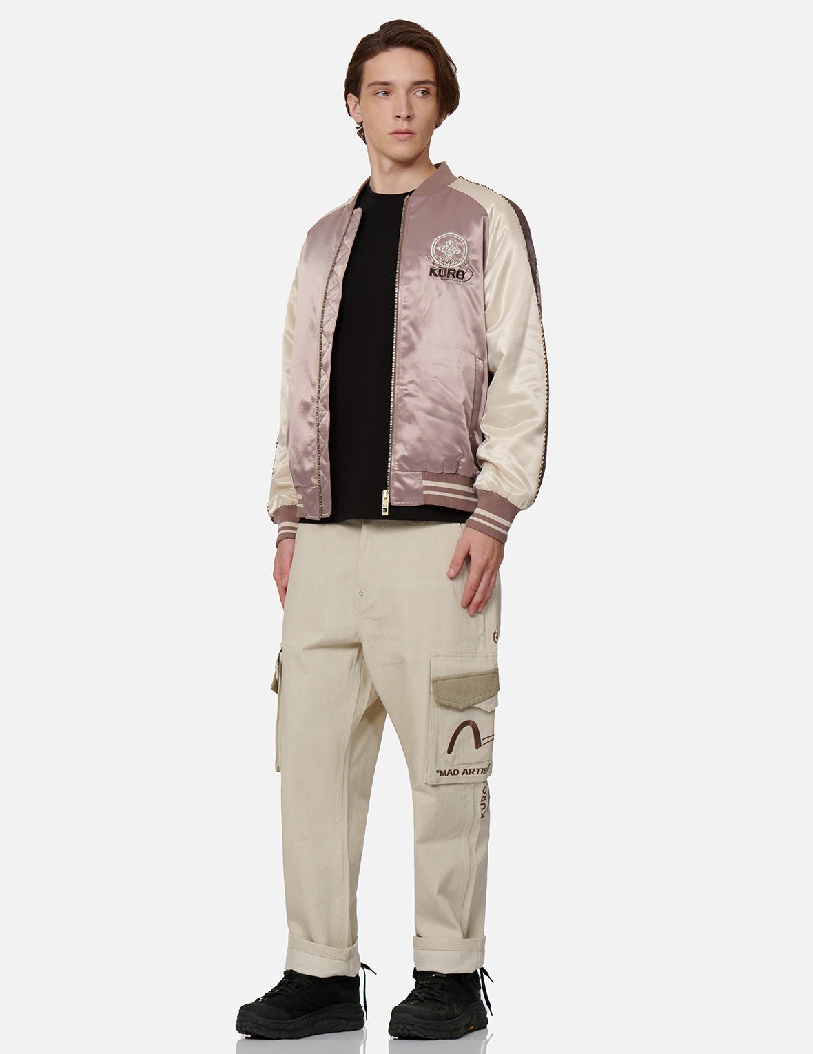 Hannya Embroidery Panelling Padded Souvenir Jacket - 4