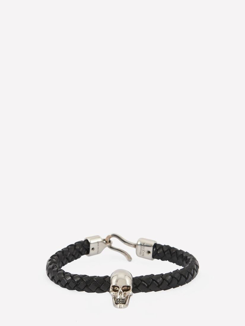 Men's Skull Leather Bracelet in Black 1