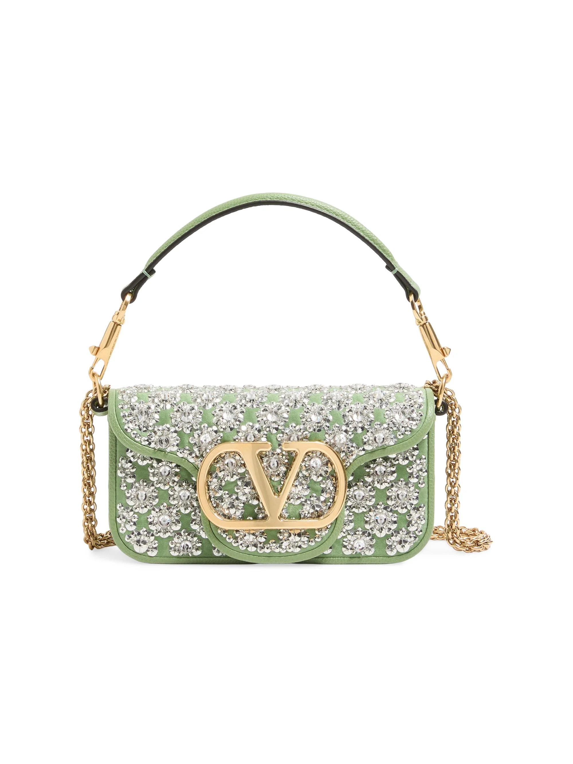 Women's Locò Small Embroidered Shoulder Bag - Mint Crystal - 1