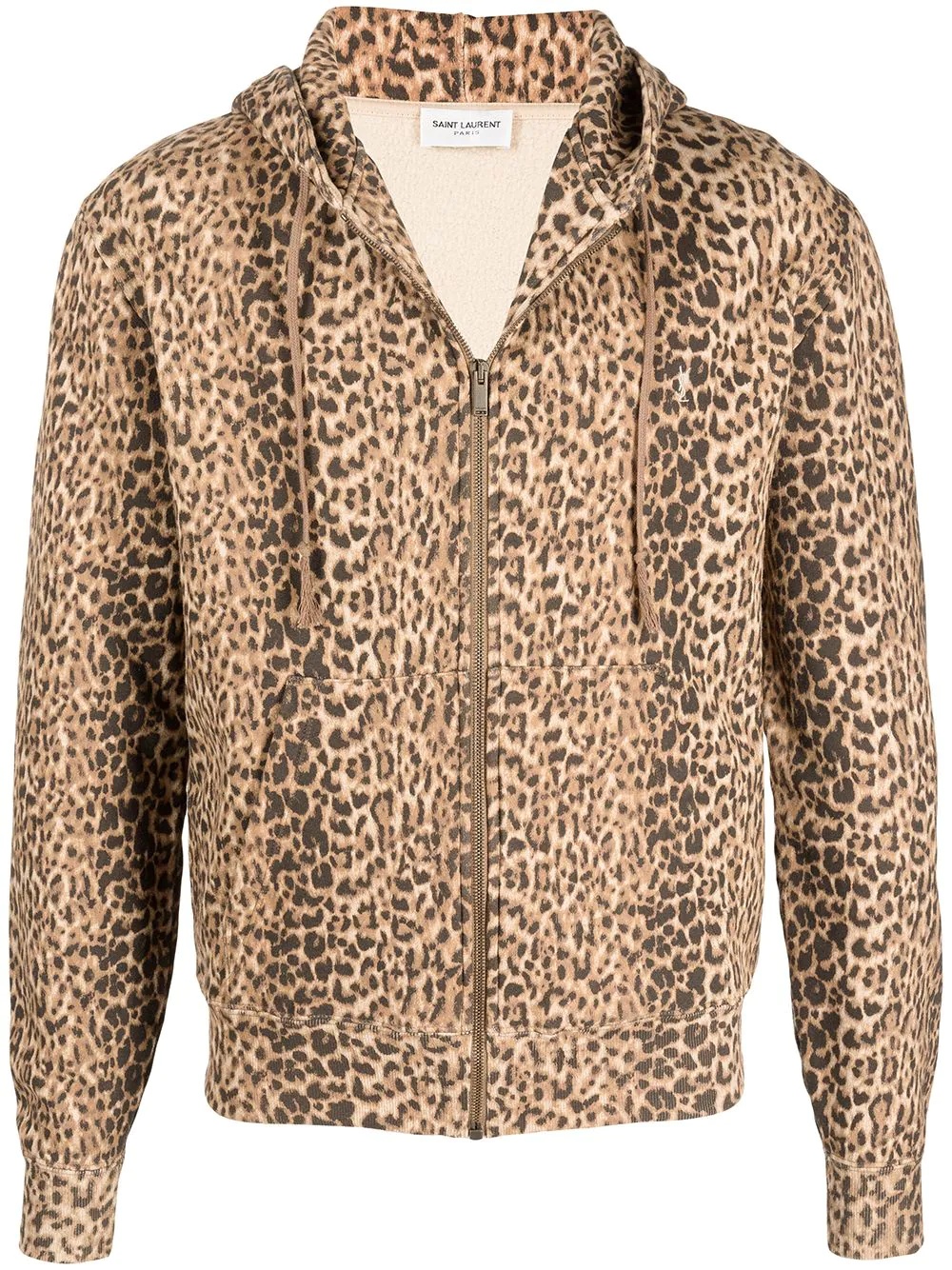 leopard-print zipped hoodie - 1