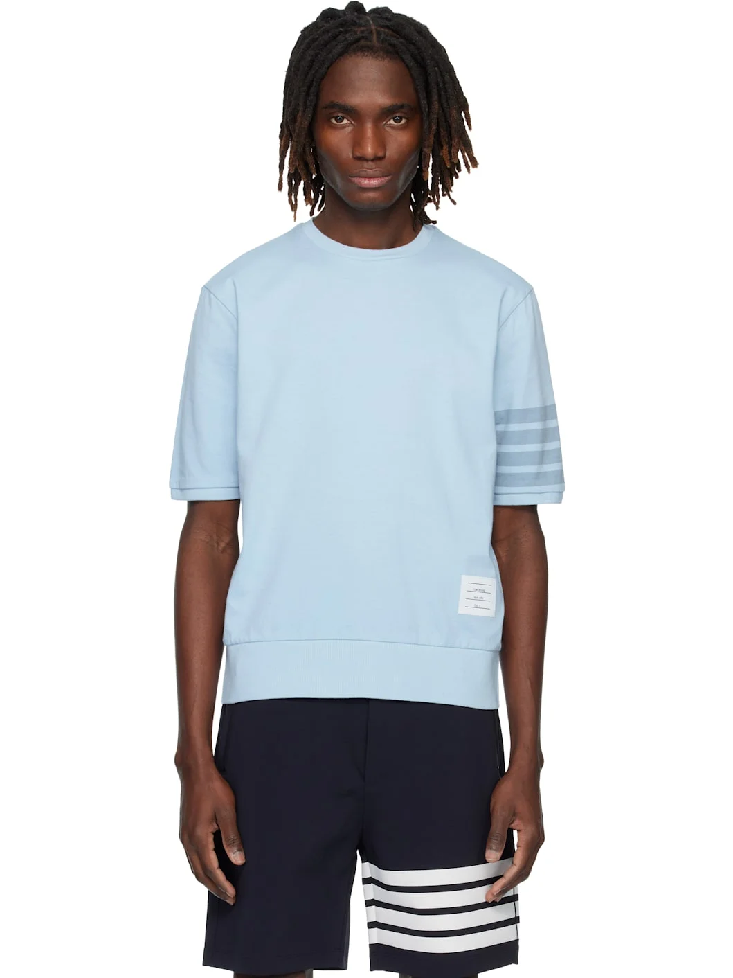 Blue Cotton Jersey 4-Bar T-shirt - 1