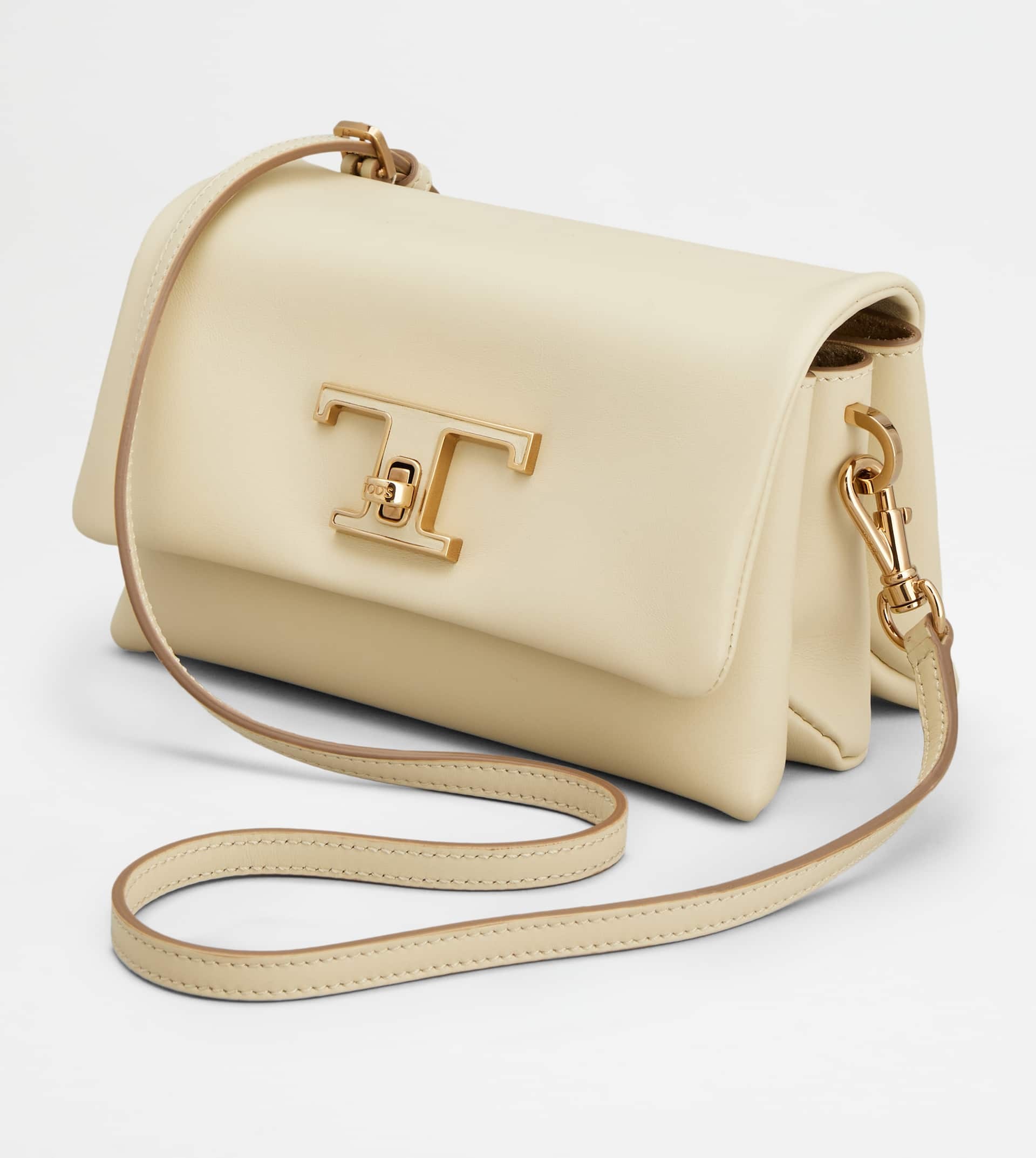 T TIMELESS FLAP BAG IN LEATHER MICRO - OFF WHITE - 6