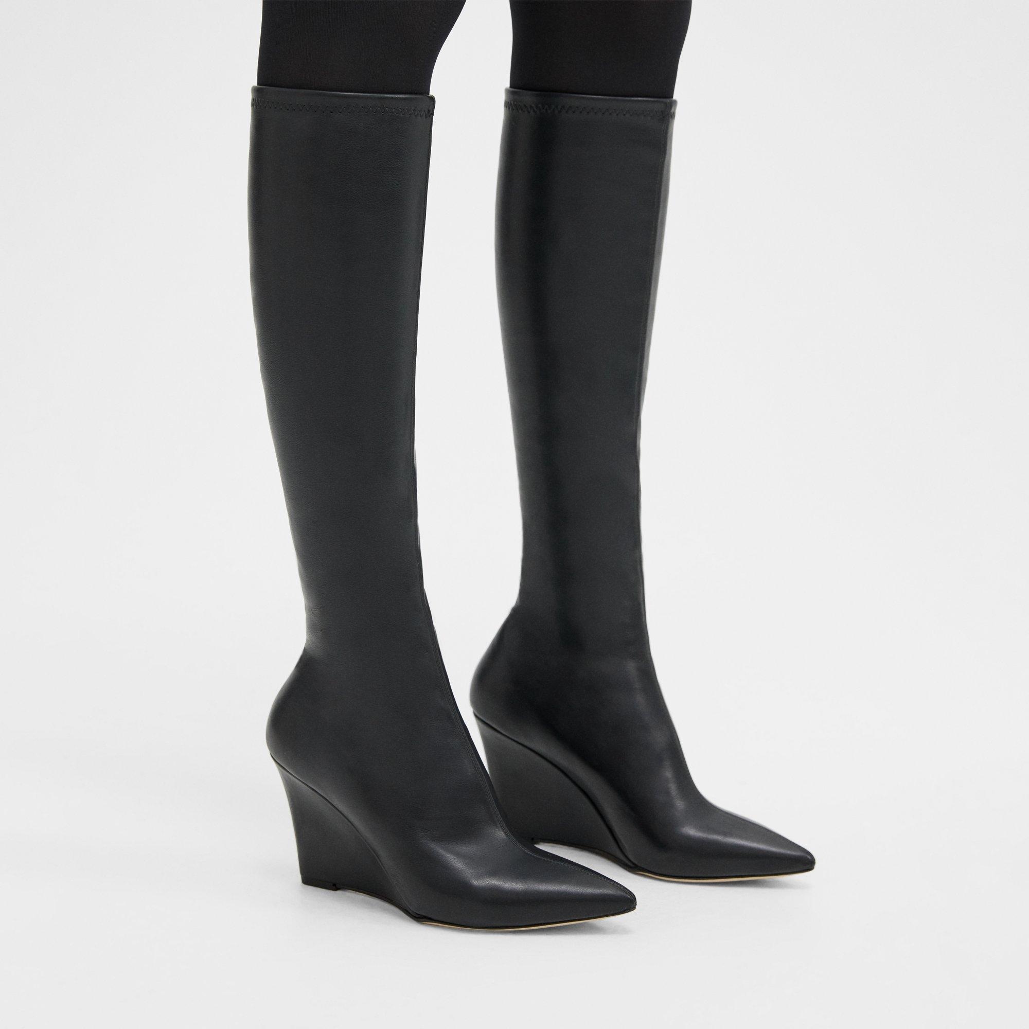 Knee-High Wedge Boot in Leather - 2
