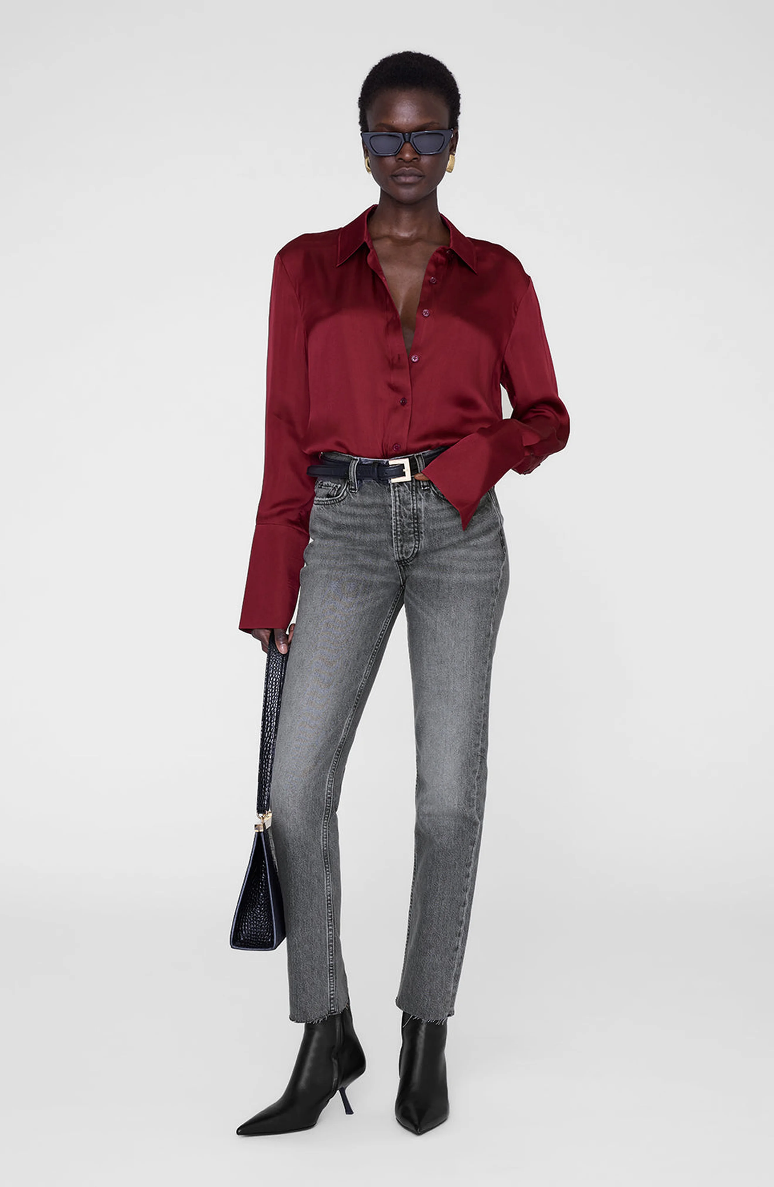 ANINE BING Amanda Shirt in Cabernet at Nordstrom - 1
