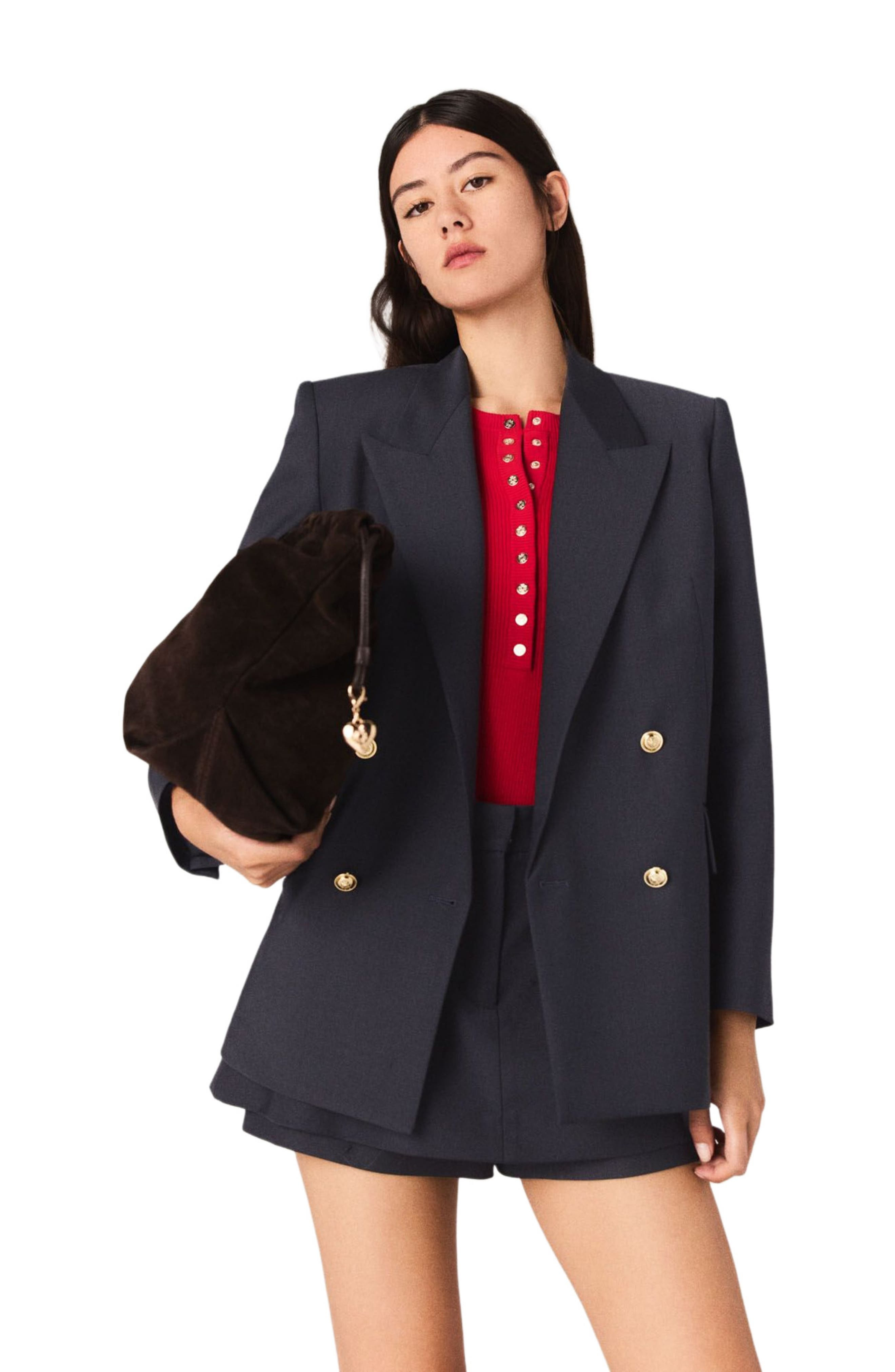 maje Blazer with gold buttons in Navy at Nordstrom - 1