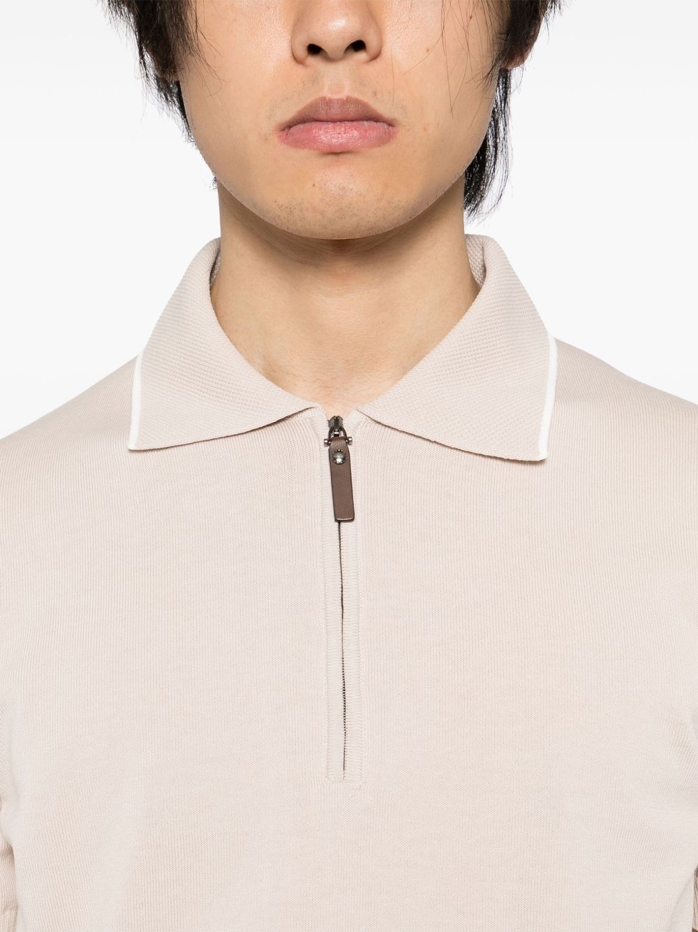 cotton zipped polo shirt - 4