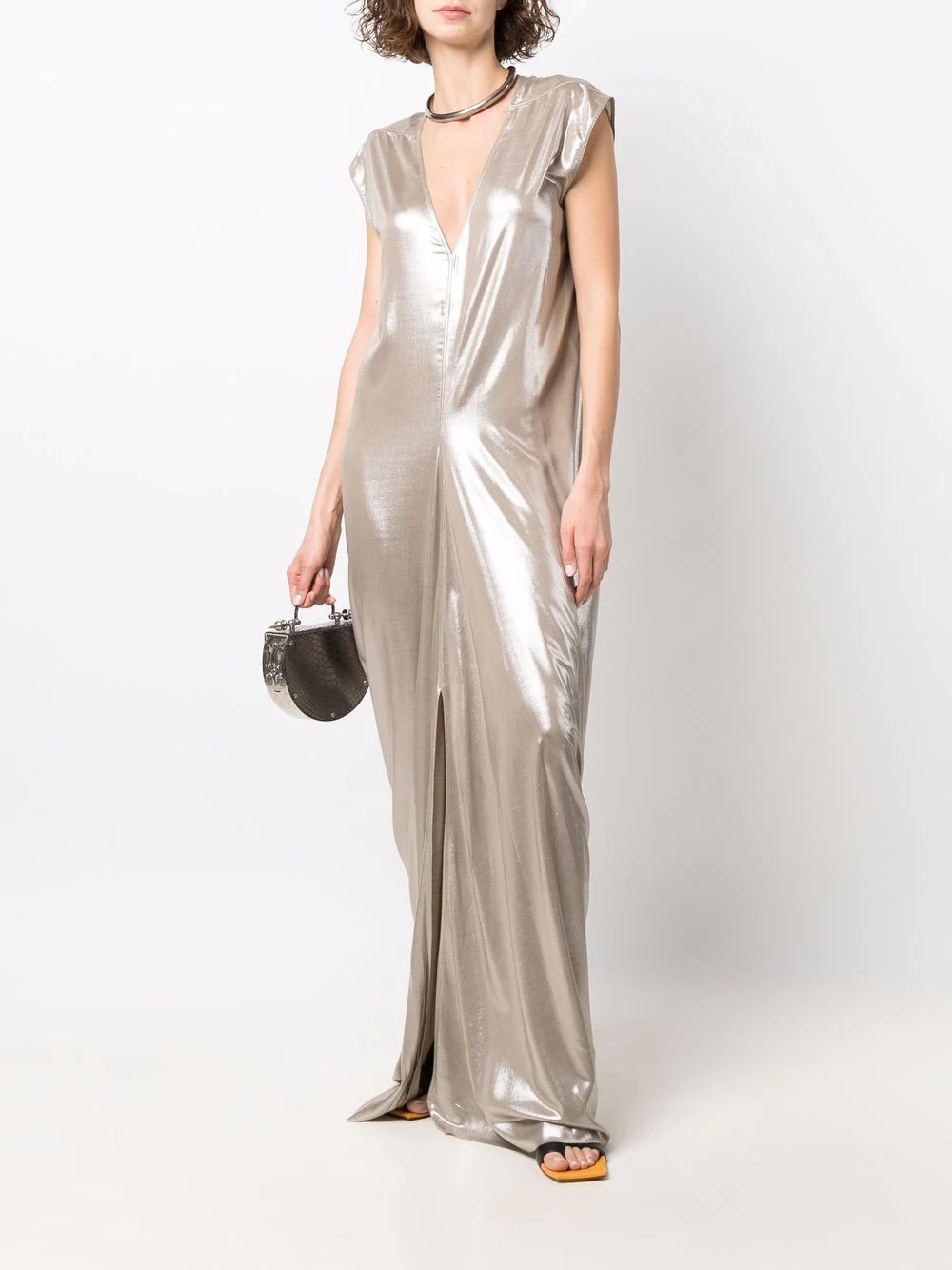 lobster-cut sleeveless gown - 2
