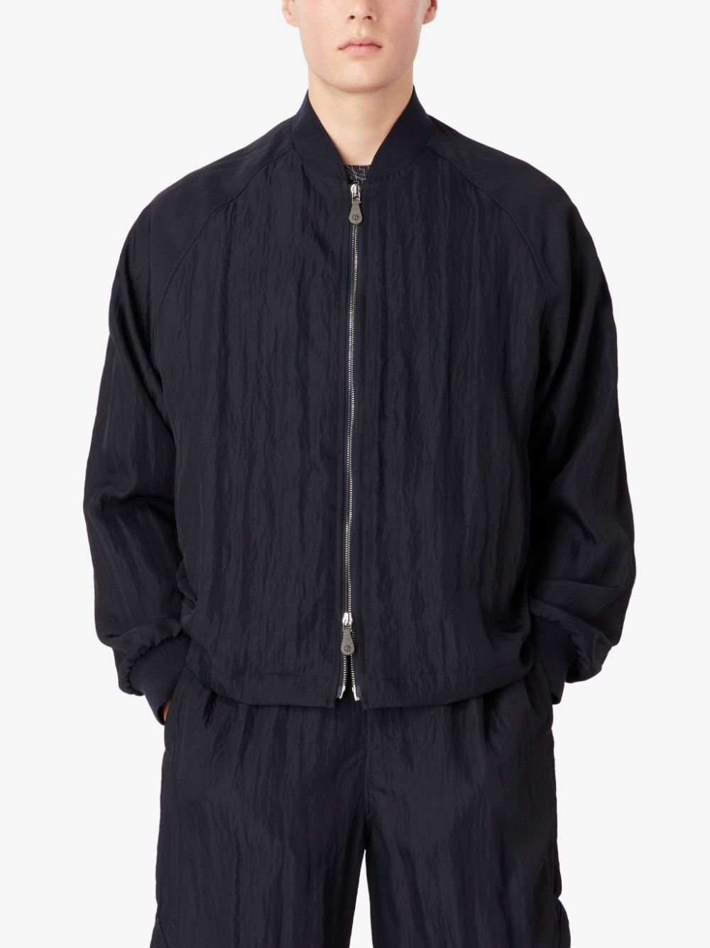 zip-up crinkled bomber jacket - 3