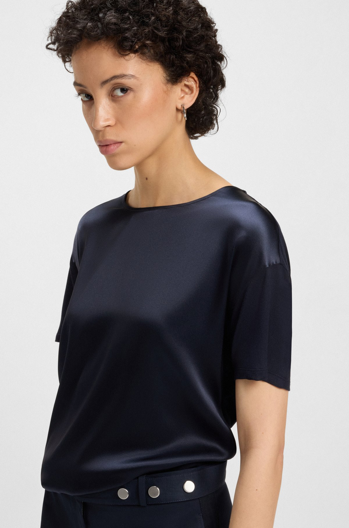 REGULAR-FIT JERSEY TOP WITH STRETCH-SILK FRONT - 5