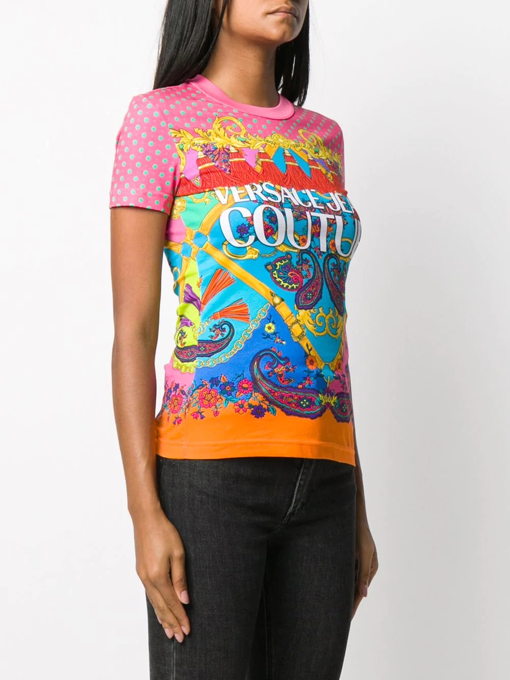 mixed print T-shirt  - 3