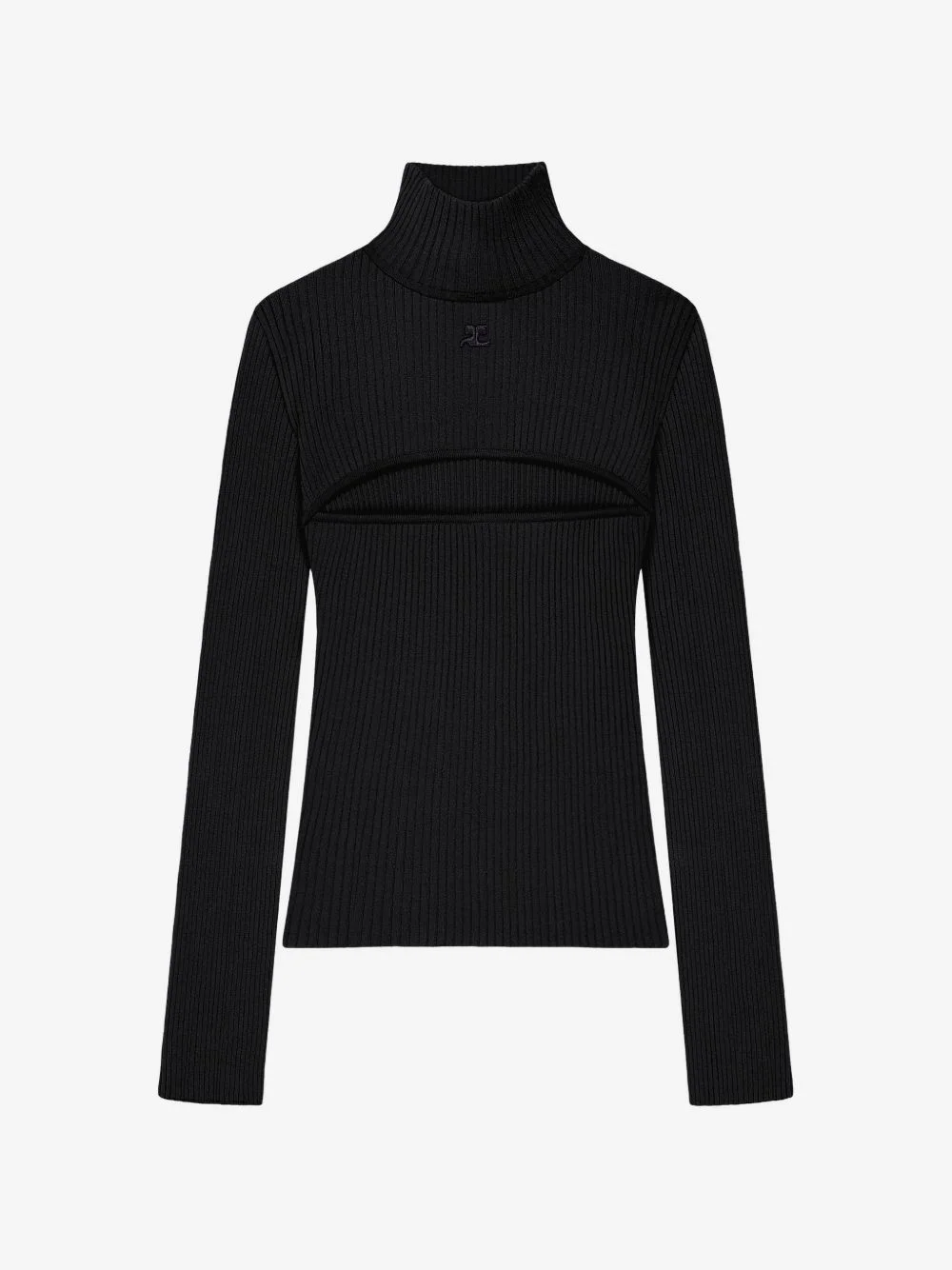 slash-detail ribbed-knit sweater - 1