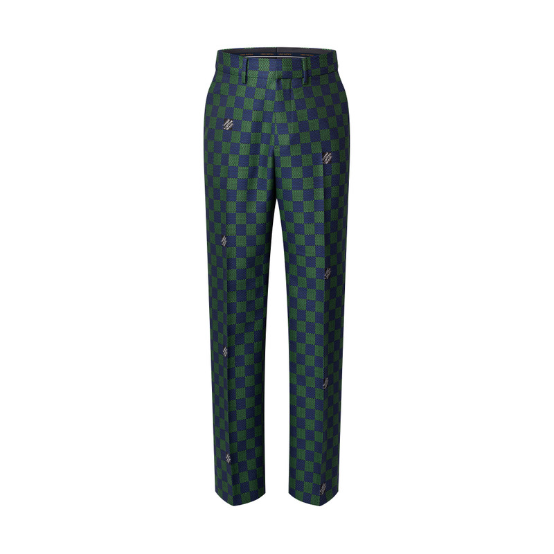 Jacquard Damier Wool Cigarette Pants 1