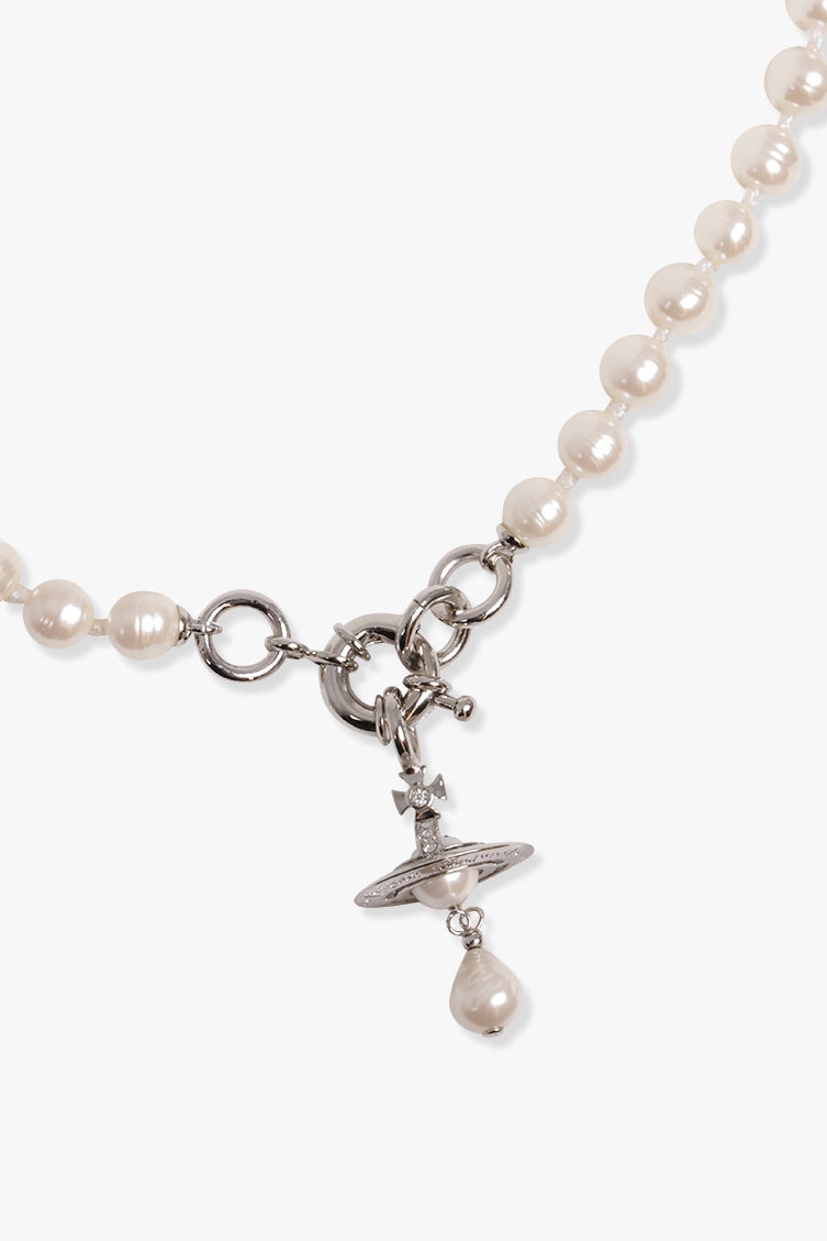 ALEKSA PEARL NECKLACE | CREAM ROSE PEARL/SILVER - 2