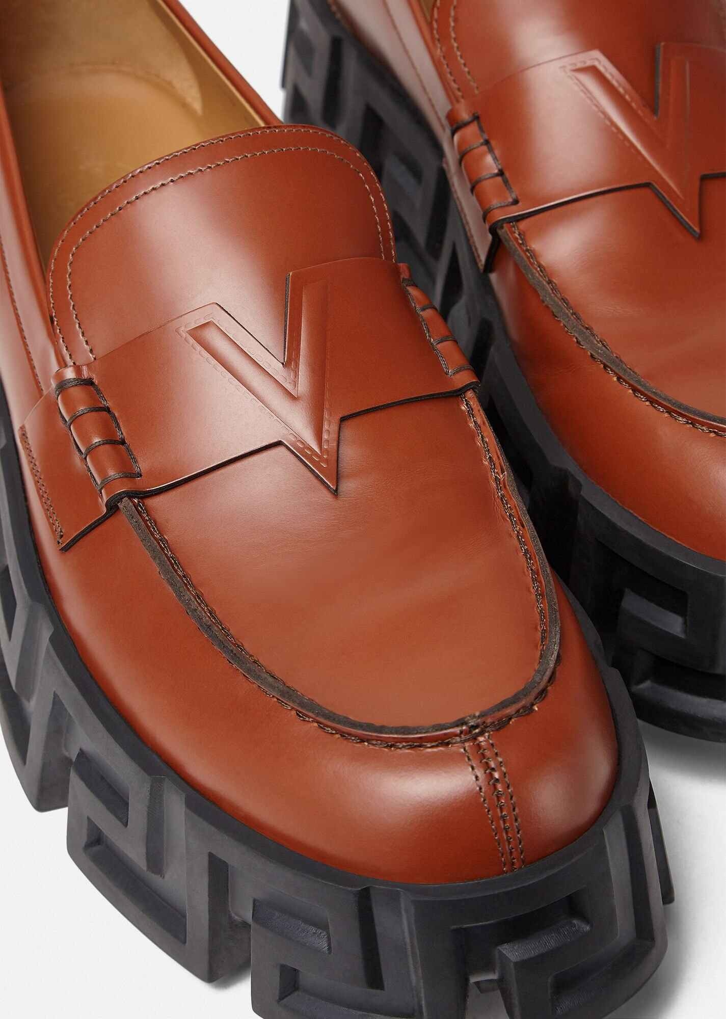 Greca Labyrinth Leather Loafers - 3