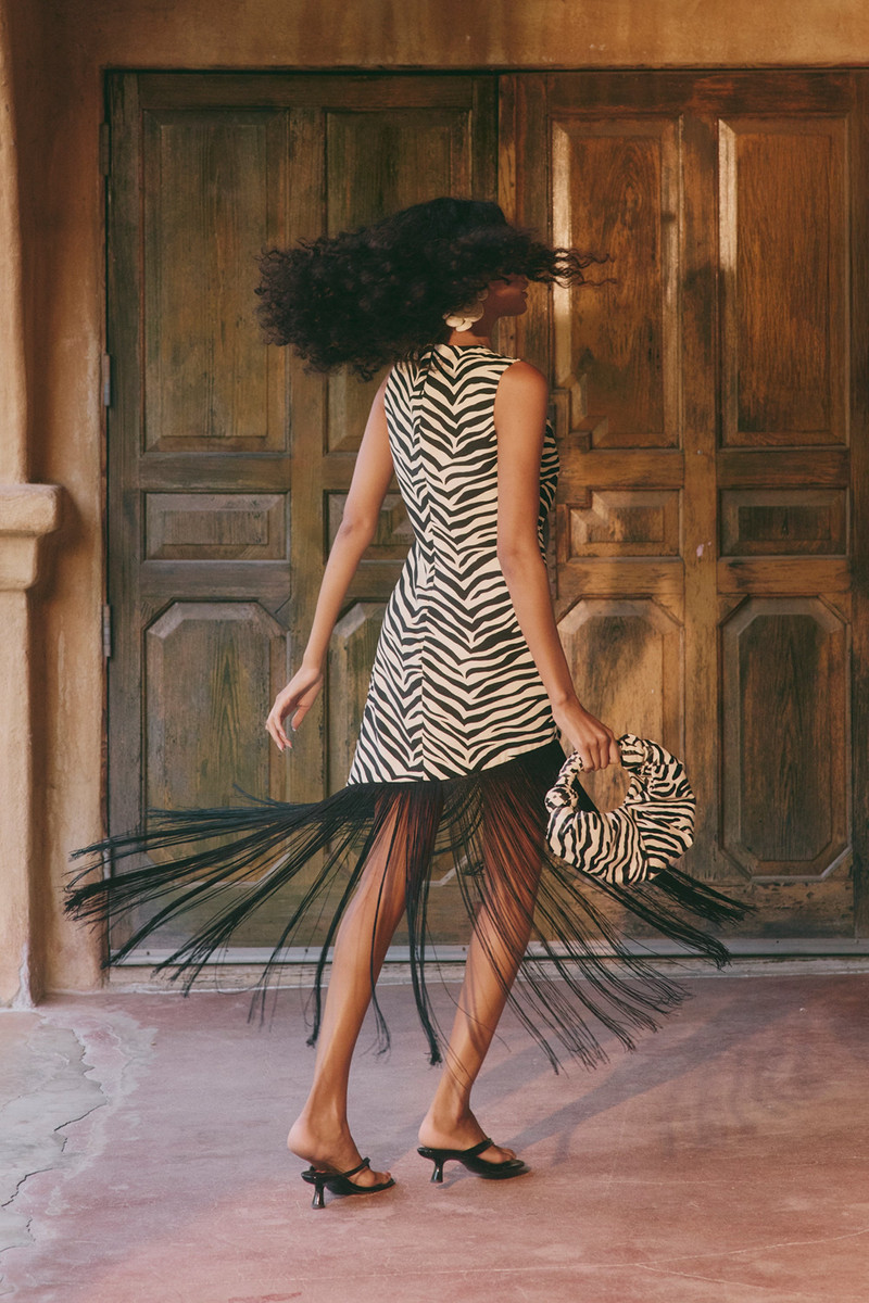 Casablanca Fringe Dress in Zebra Print 3