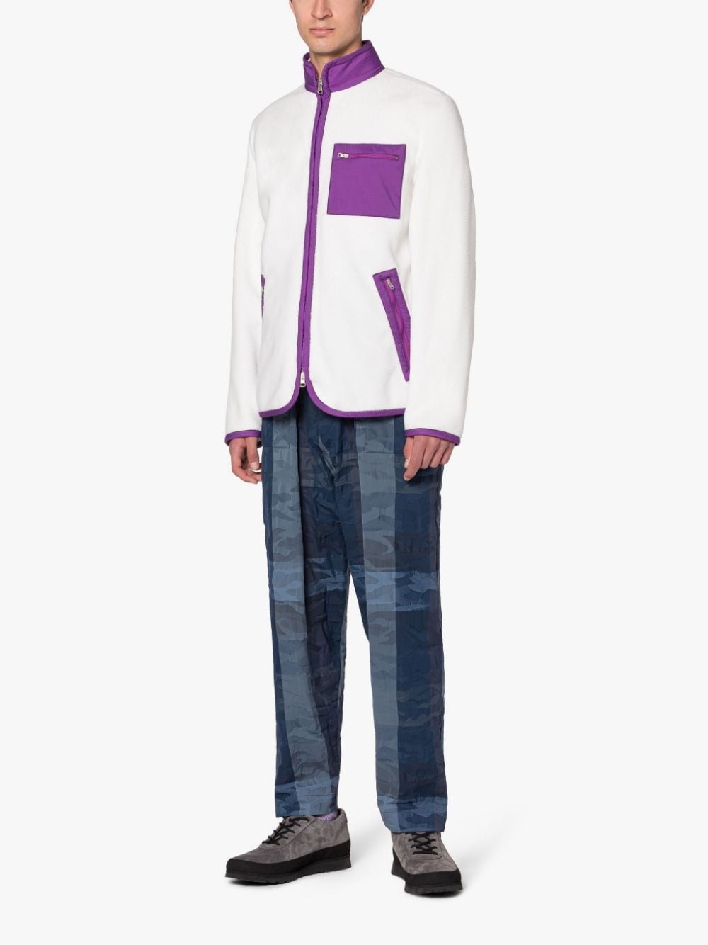 PURPLE & WHITE ZIP-UP FLEECE JACKET - 4