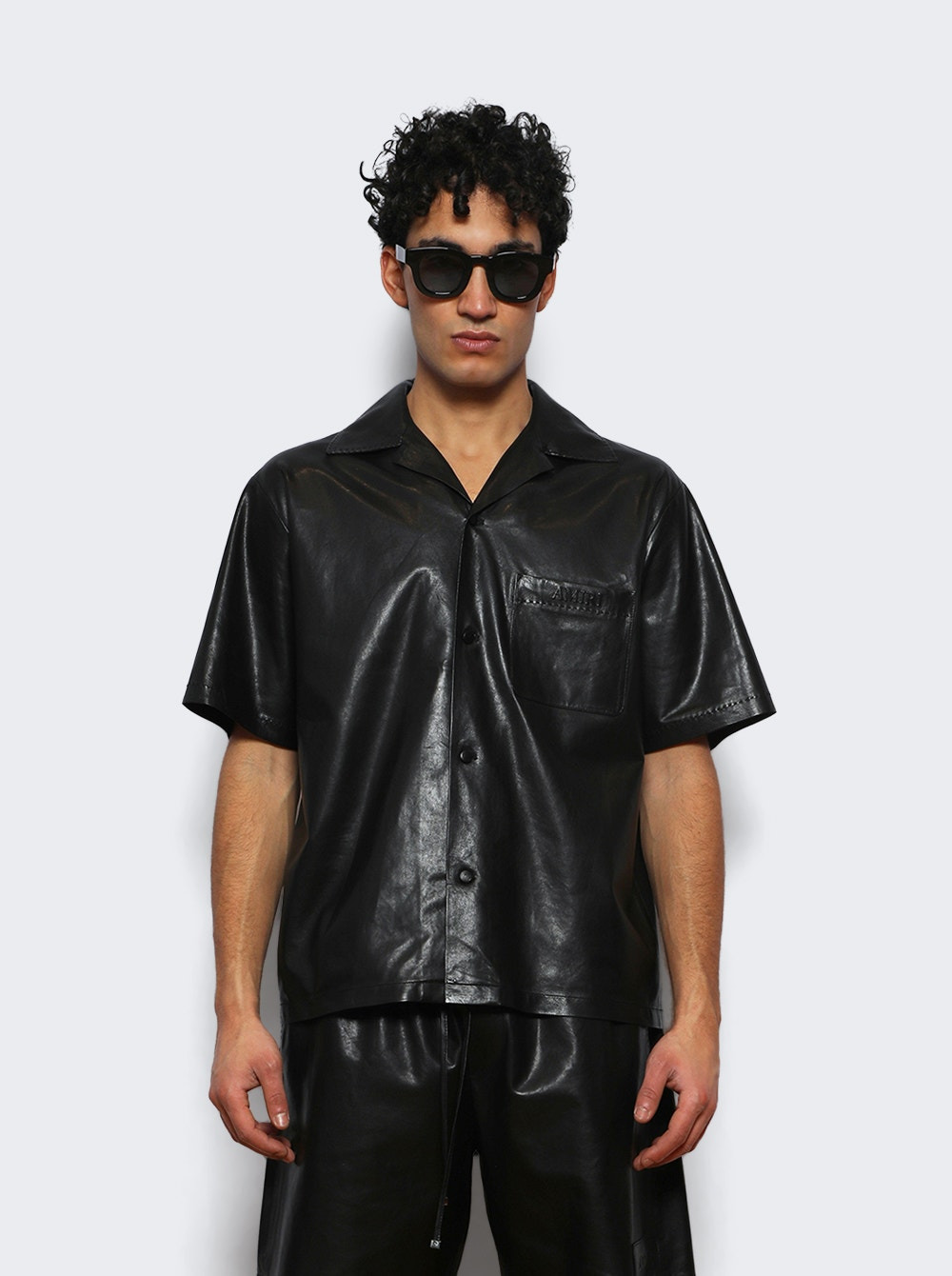 Lightweight Leather Camp Shirt Black - 2