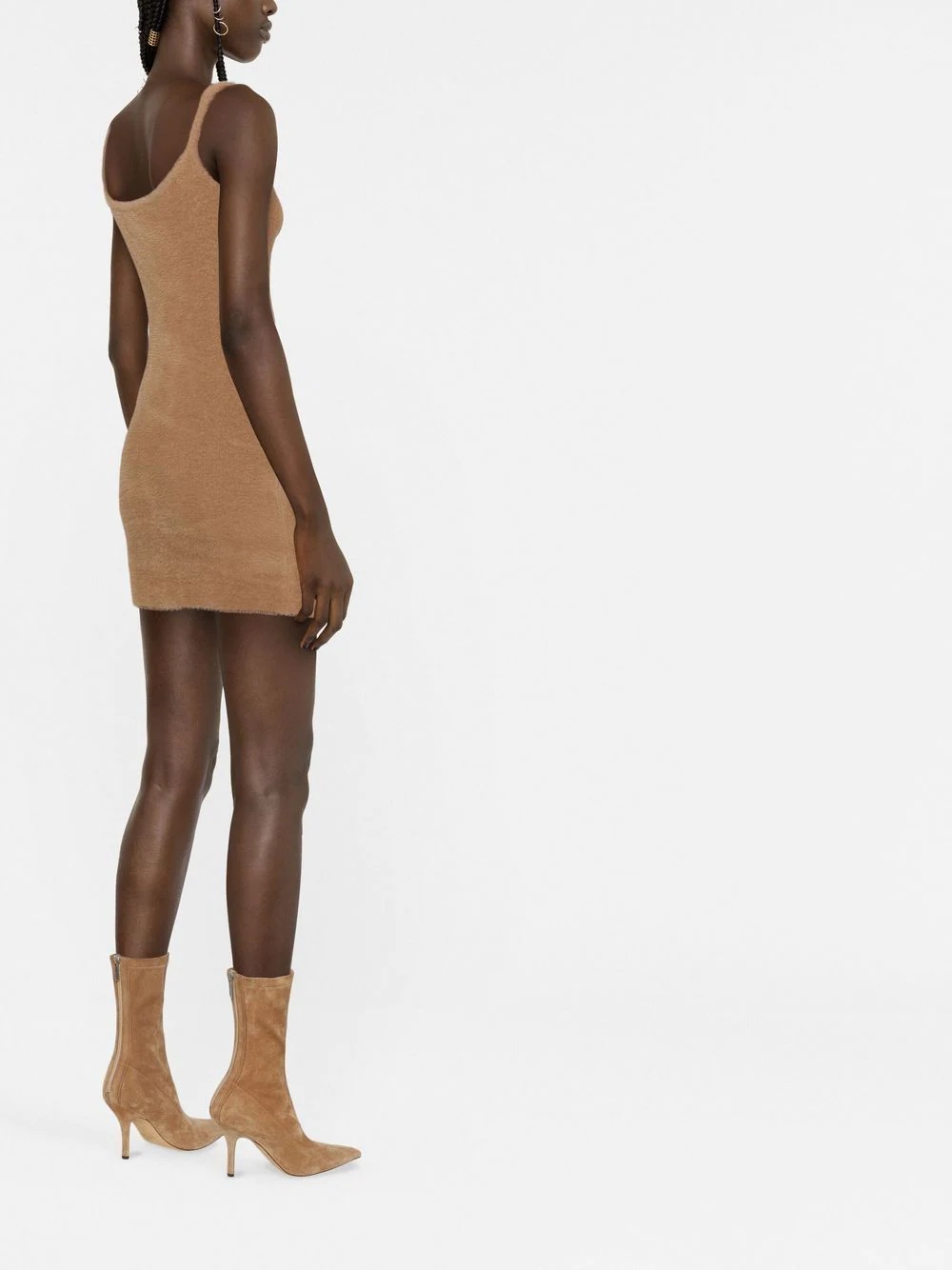 slogan detail fuzzy mini dress - 4