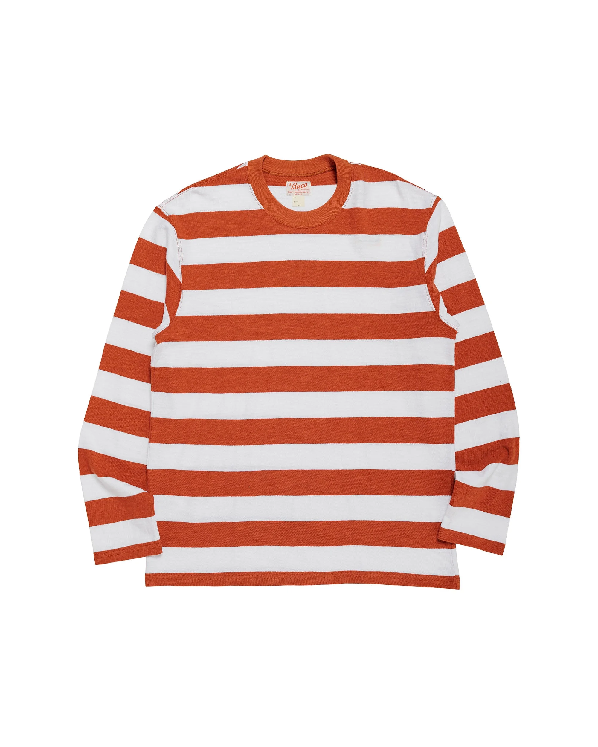 BC24001 Buco Stripe Tee L/S White/Red - 1