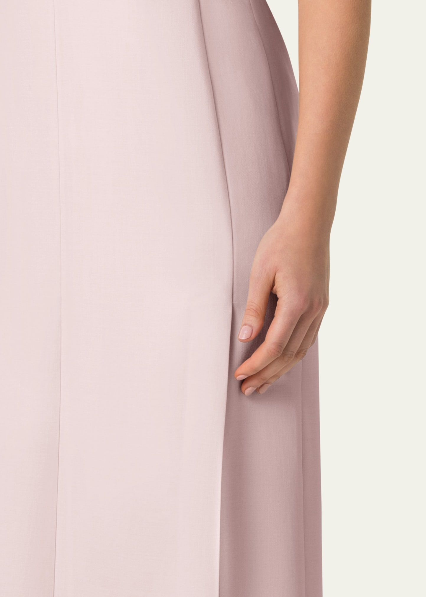 V-Neck Midi Wool Dress - 5