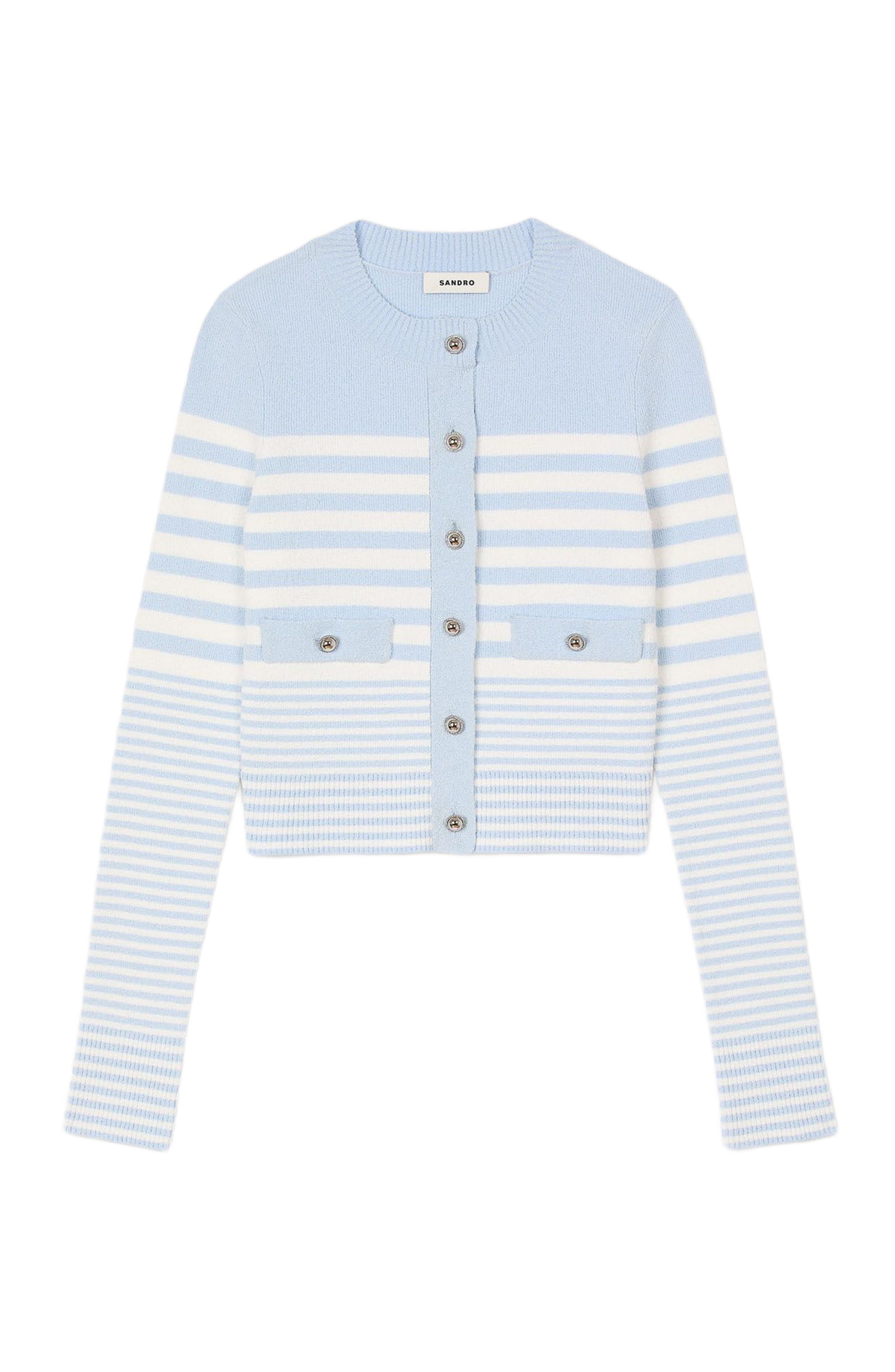 SANDRO Striped cardigan in Sky Blue at Nordstrom - 5