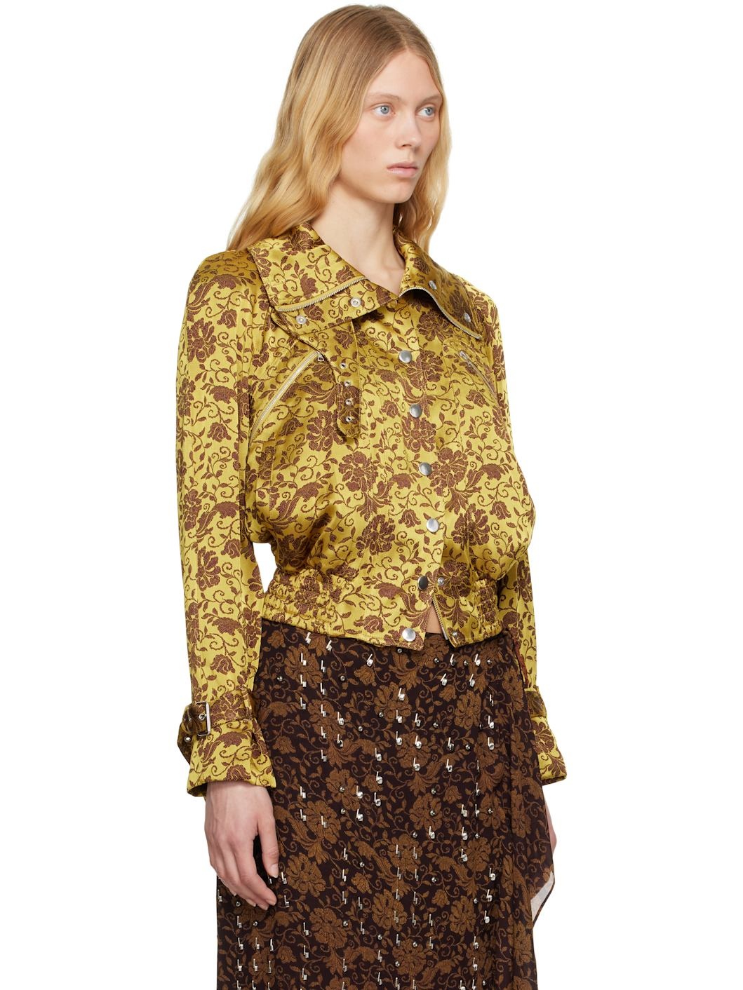Khaki Jacquard Bomber Jacket - 2