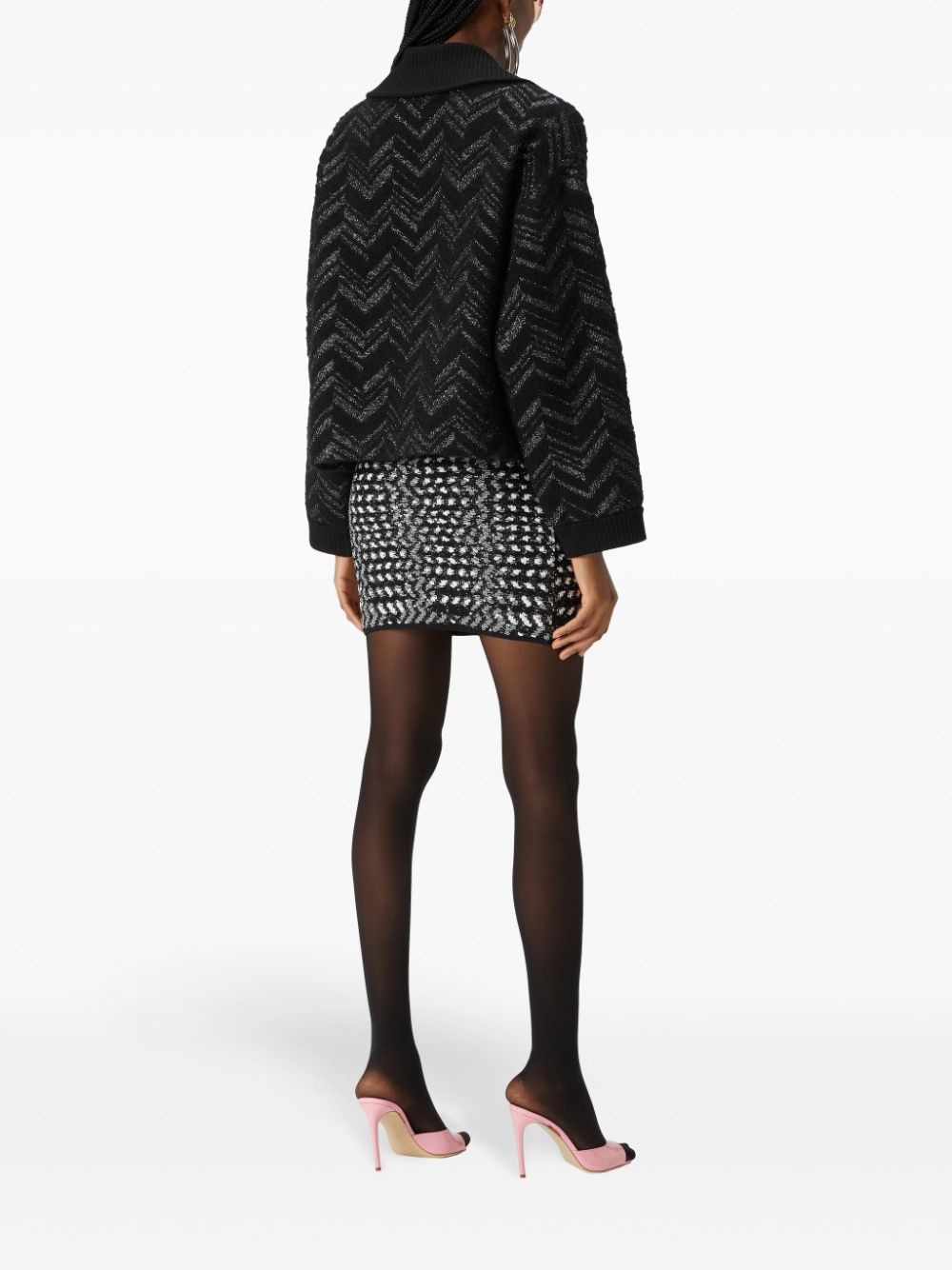 Zigzag lamé slub mini skirt - 3