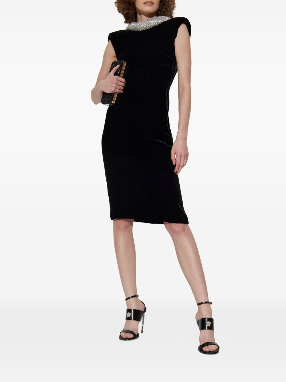crystal-embellished velvet dress - 2