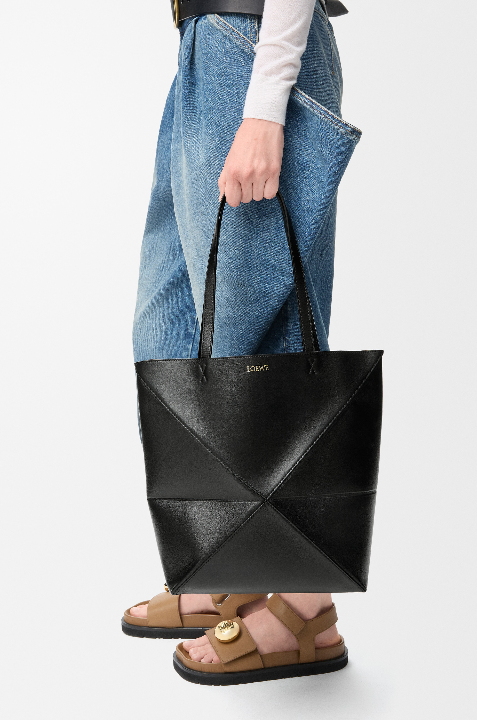 Puzzle Fold Tote in shiny calfskin - 3