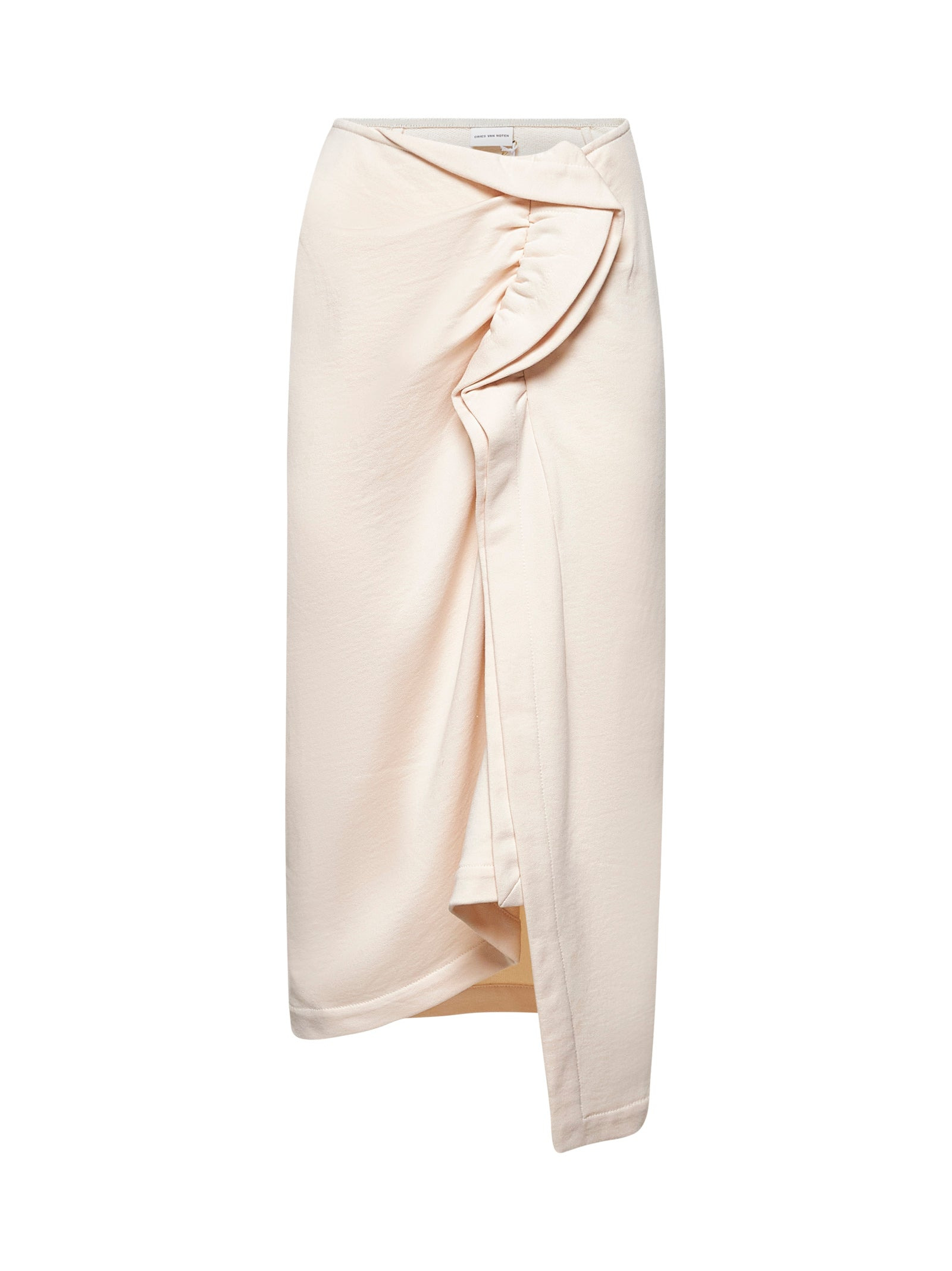 Dries Van Noten Women Ecru Cotton Draped Midi Skirt - 1
