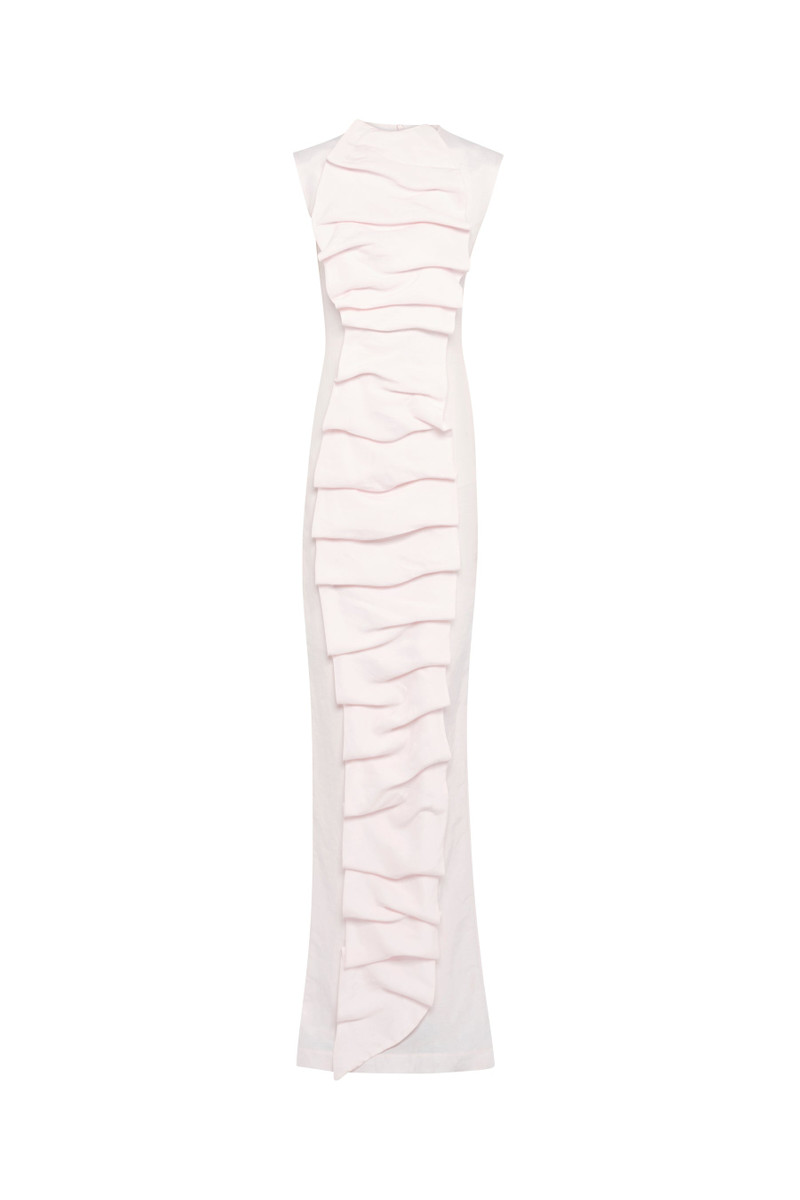 A.W.A.K.E. MODE BIB-FRONT MAXI DRESS PALE PINK outlook