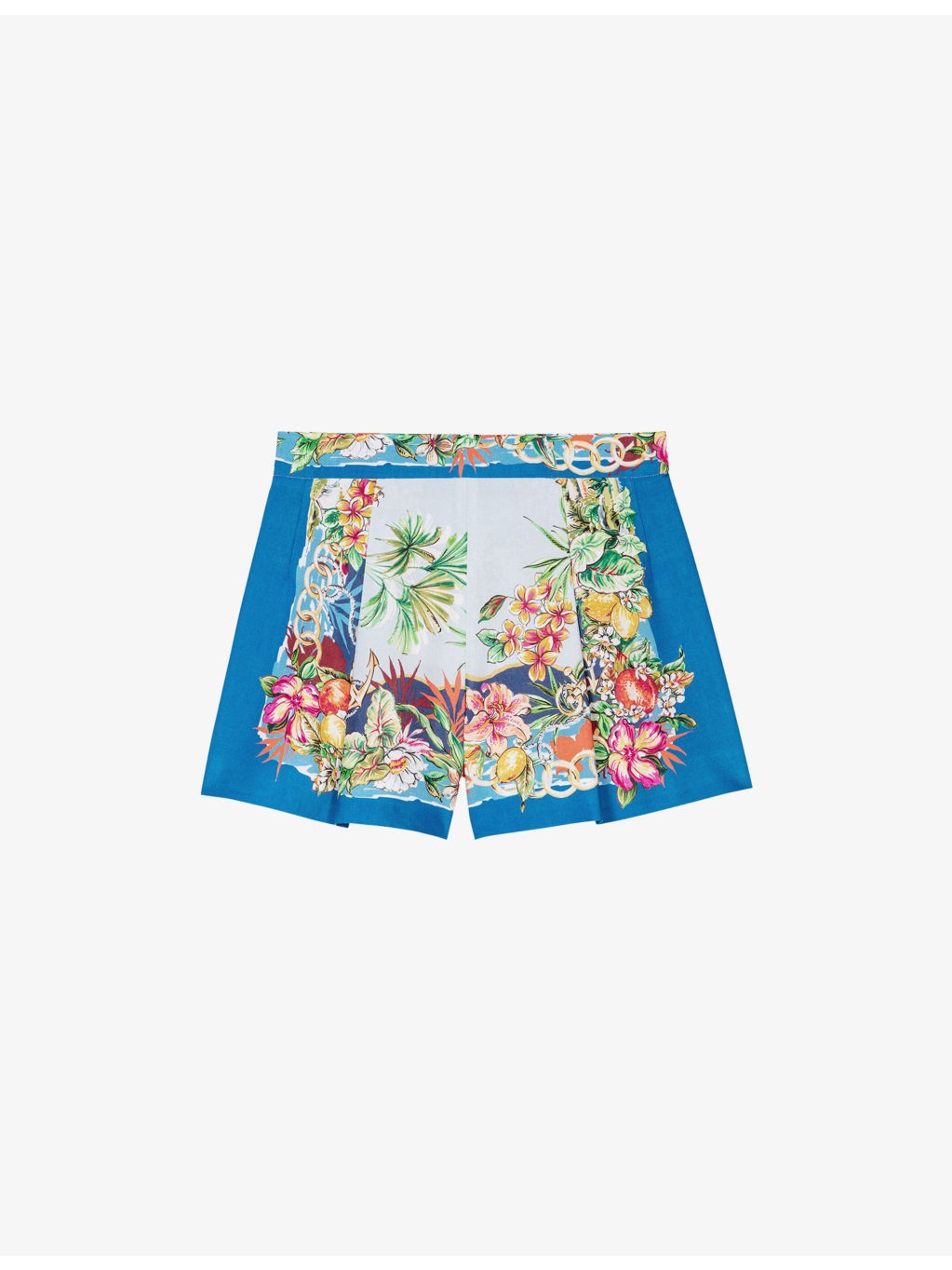 Tropical-Print Pleated Woven Shorts - 1