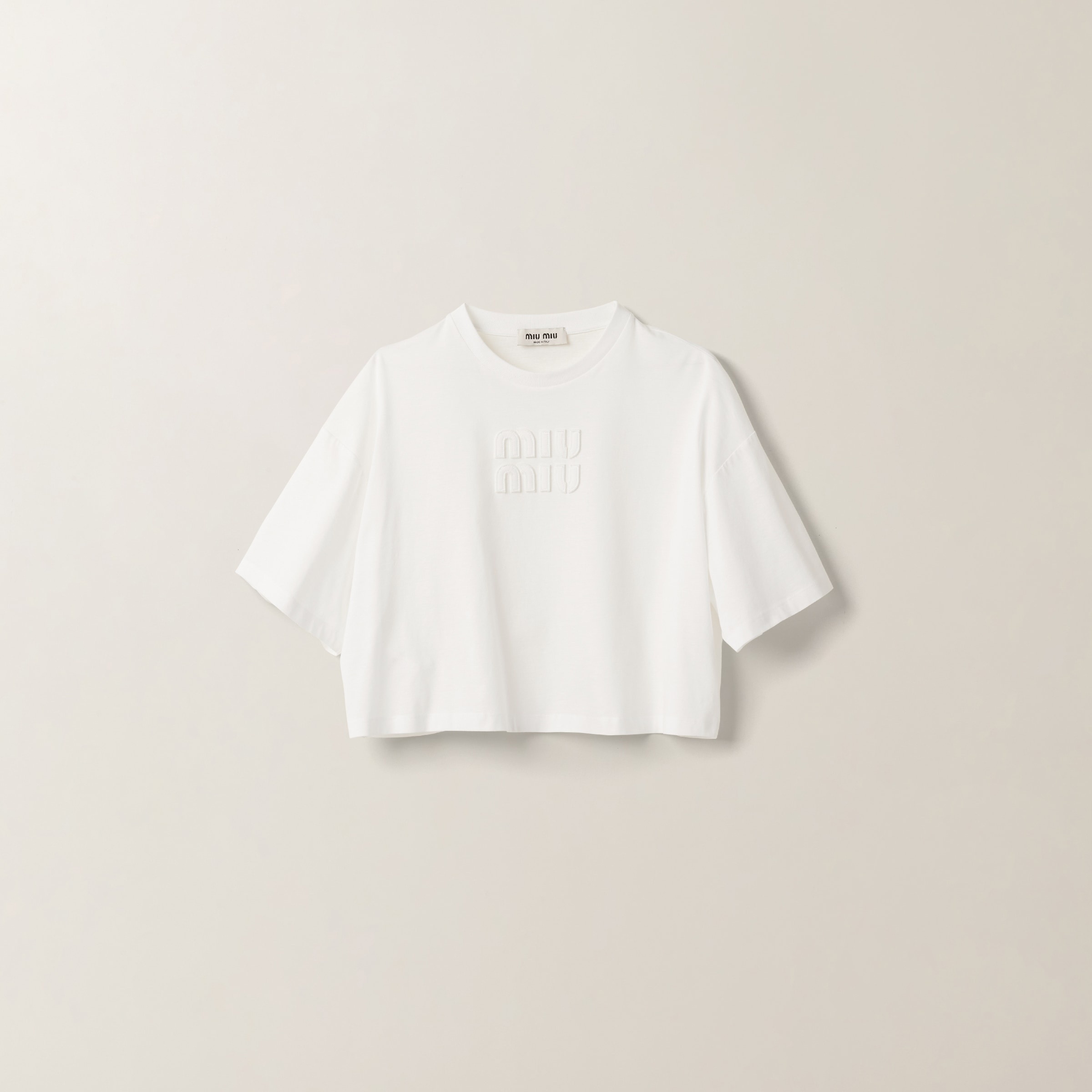 Miu Miu Cotton jersey T-shirt with embroidered logo | REVERSIBLE