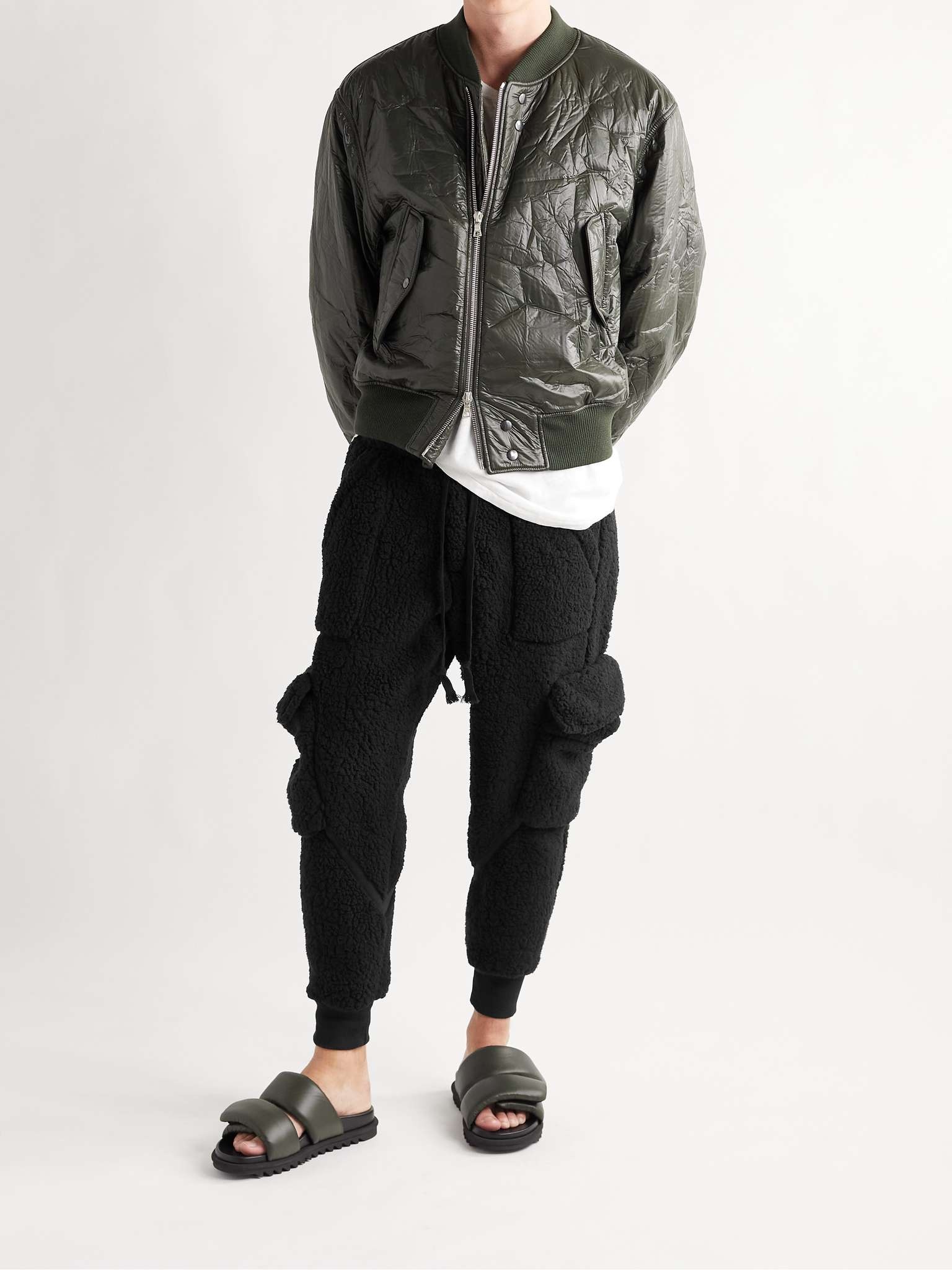 Tapered Faux Shearling Cargo Sweatpants - 2