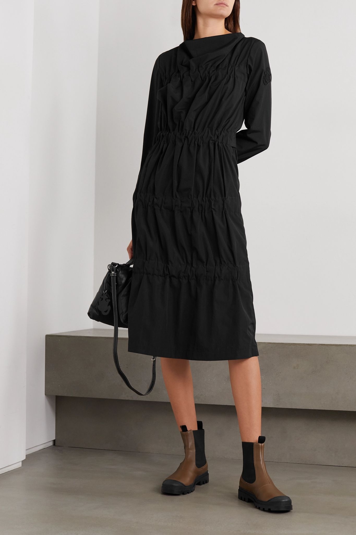 + 1 JW Anderson tiered ruched poplin dress - 2