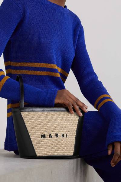 Marni Tropicalia raffia-paneled leather pouch outlook