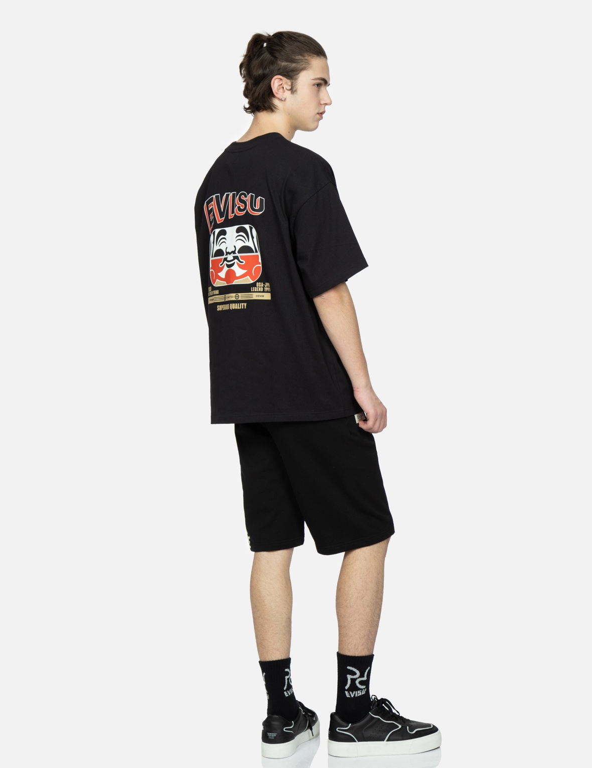 GODHEAD AND KAMON PRINT SWEAT SHORTS - 4