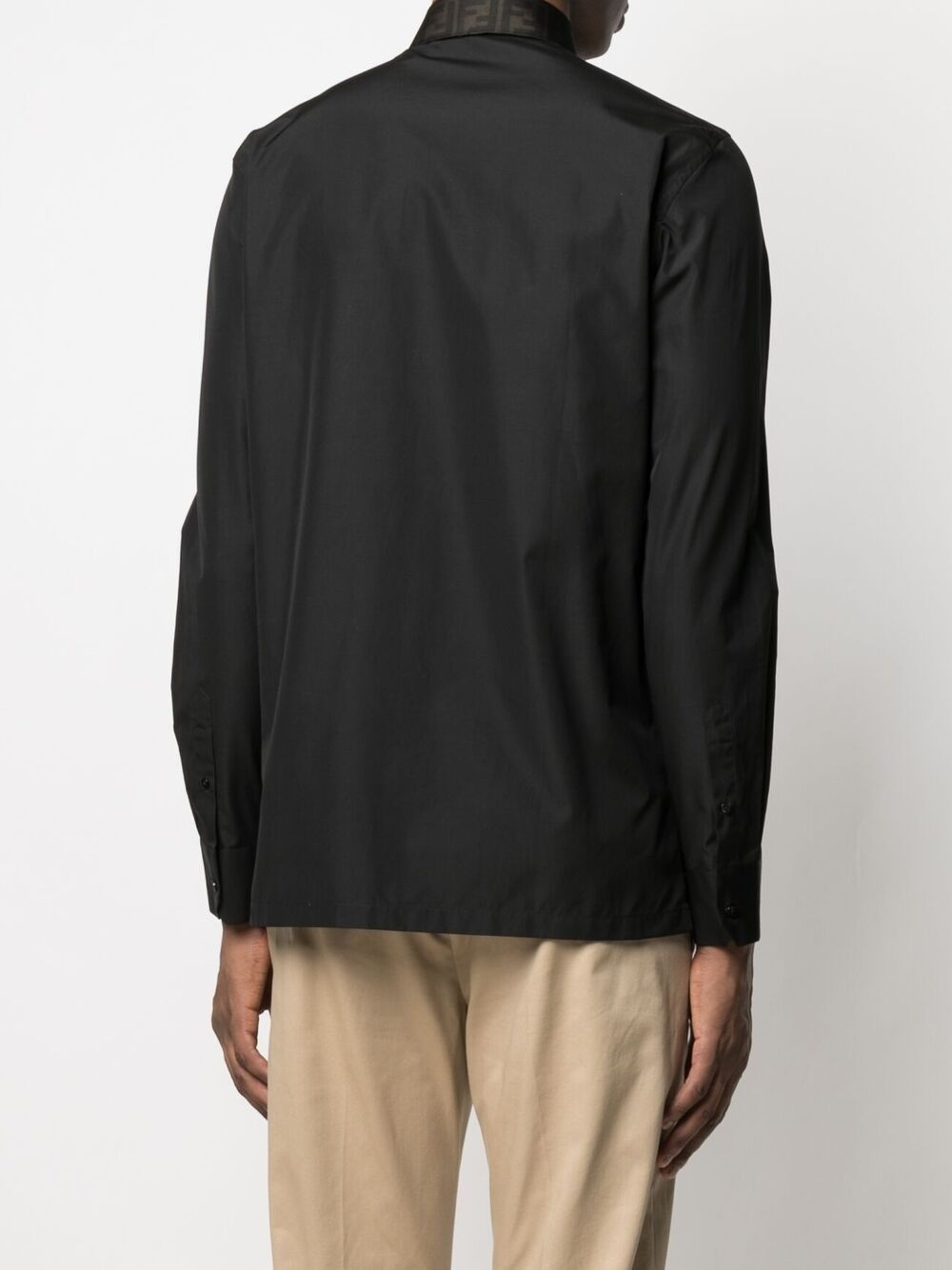 contrasting-collar long-sleeve shirt - 4