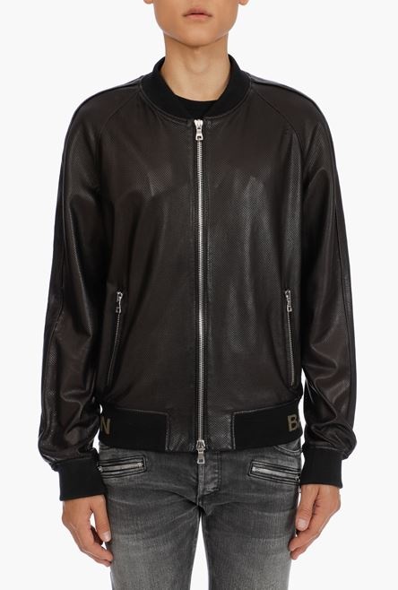 Reversible black leather bomber jacket - 5