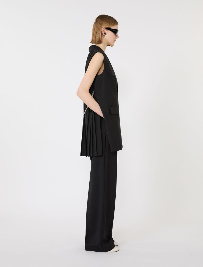 Sportmax Wide-fit stretch wool gabardine trousers - black outlook