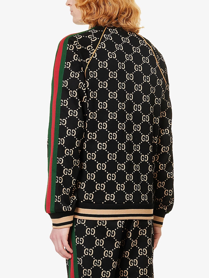 Monogram side-stripe cotton-jersey jacket - 4